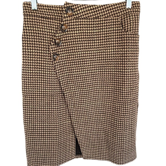 Commence Womens Skirt Houndstooth Side Button Slit Midi Skirt Size Large NWT - Picture 1 of 5